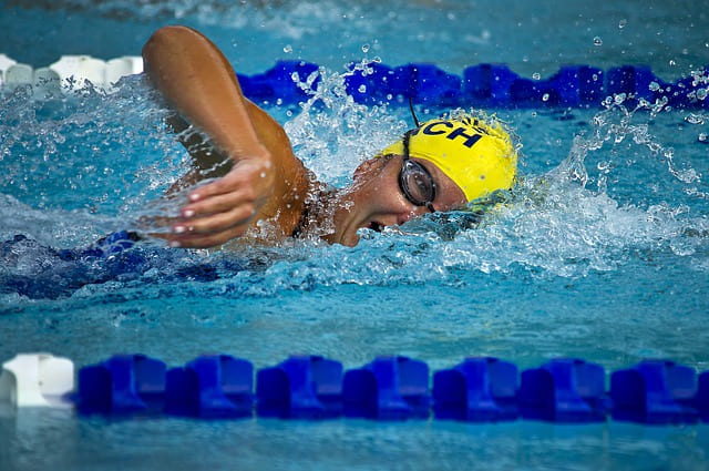 A professional swimmer swimming.