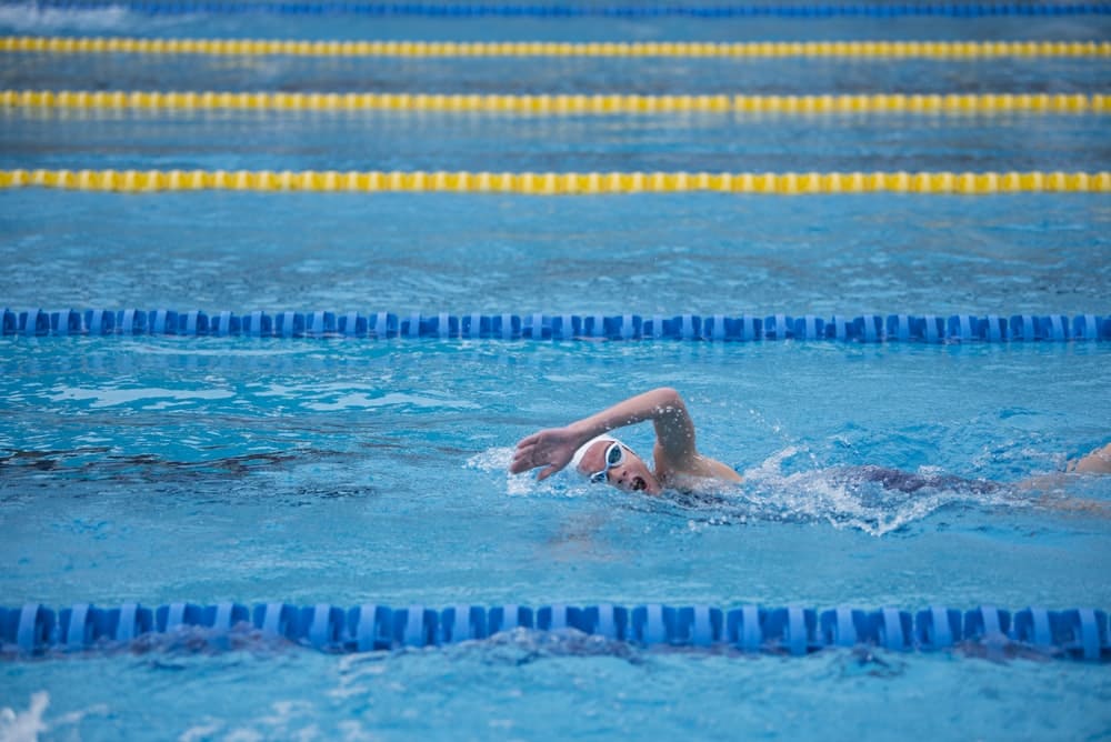 woman swimming on pool